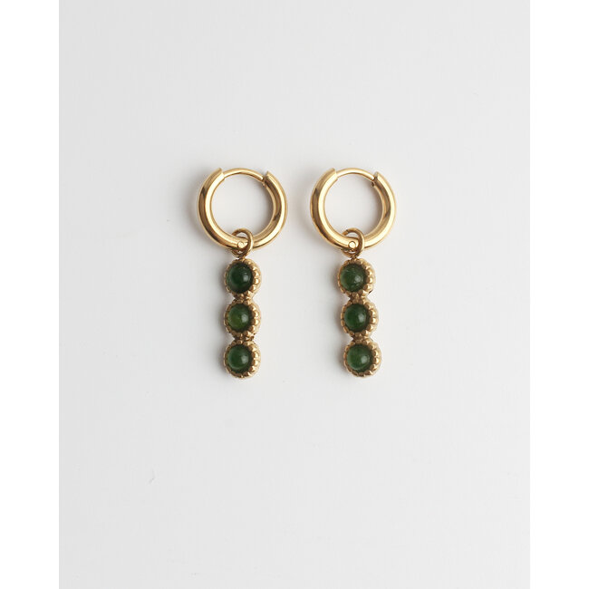 Boucles d'oreilles "Jeanine" OR VERT - Acier inoxydable