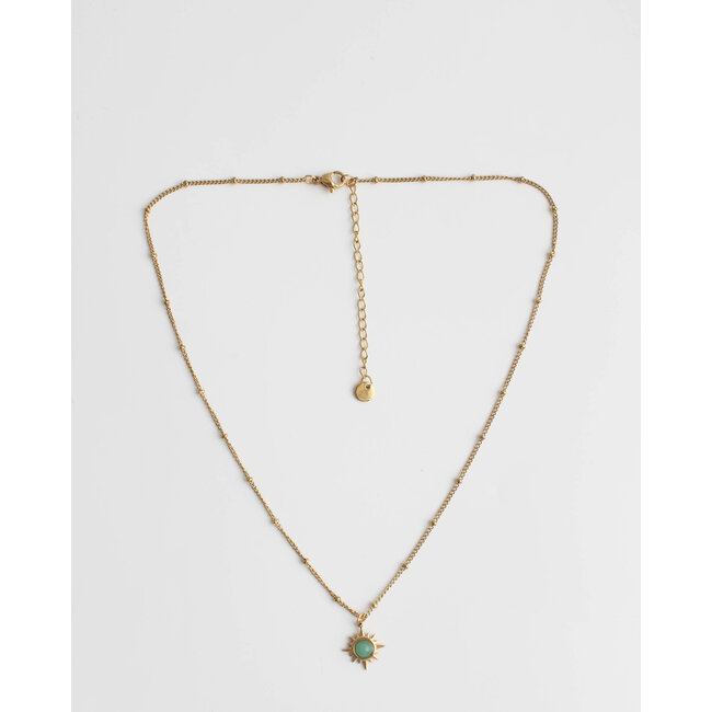 Halskette „Grüne Sonne“ GOLD – Edelstahl