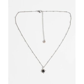 Collier Soleil Noir ARGENT - acier inoxydable