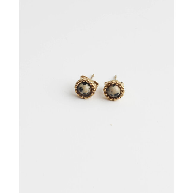 'Tara' stud earrings gold & Jaspis - stainless steel