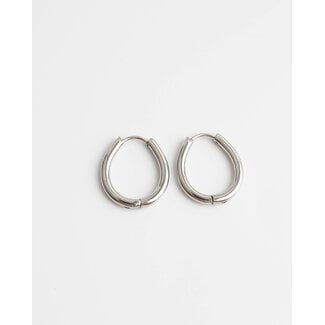 Boucles d'oreilles ovales 'Noah' ARGENT - Acier inoxydable