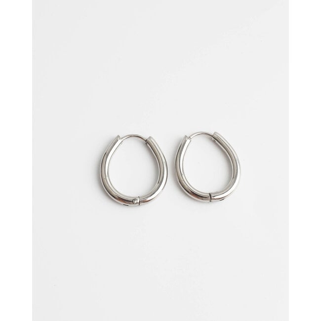 Boucles d'oreilles ovales 'Noah' ARGENT - Acier inoxydable