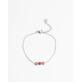 'Demi' bracelet pink SILVER - stainless steel