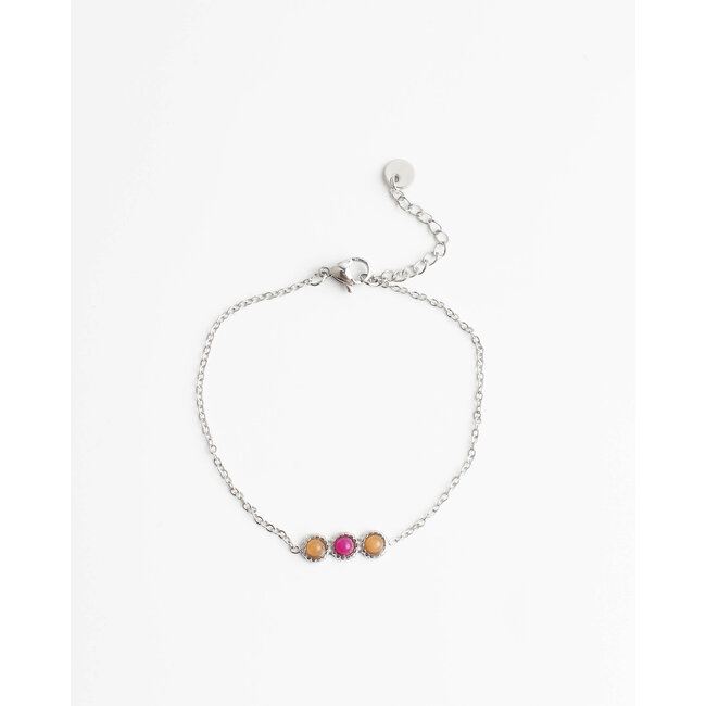 'Demi' bracelet pink SILVER - stainless steel