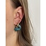 Boucles d'oreilles Pierre Bleue 'Femme' ARGENT - acier inoxydable