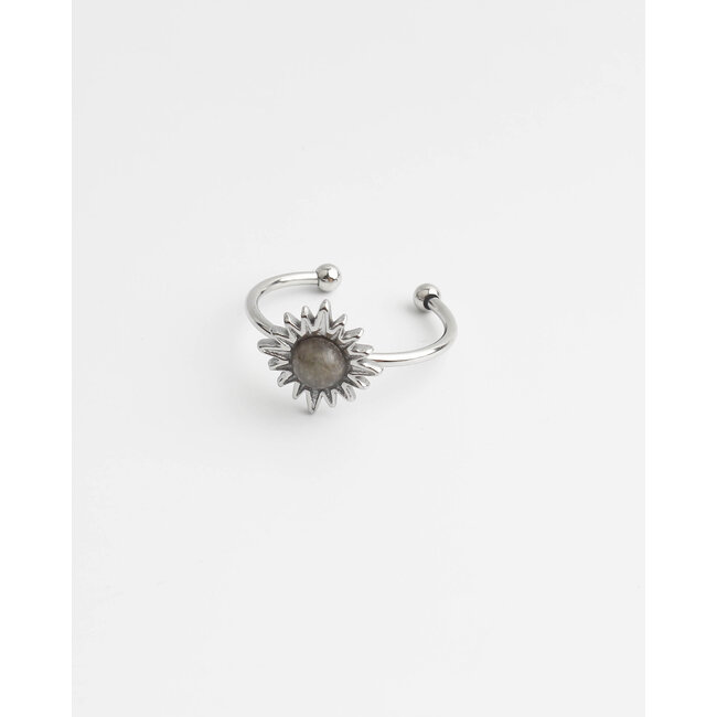 'Louelle' RING SILVER labradorite - Stainless Steel (adjustable)