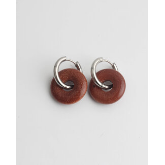 Boucles d'oreilles Pierre de Sable 'Femme' ARGENT - acier inoxydable