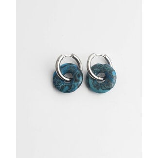 'Femme' Blue Stone Earrings SILVER - stainless steel