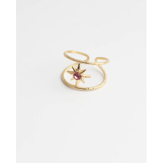 Anillo 'Estrella rosa' oro - acero inoxidable (ajustable)