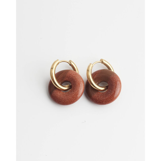 'Femme' Sand Stone Earrings Gold - stainless steel