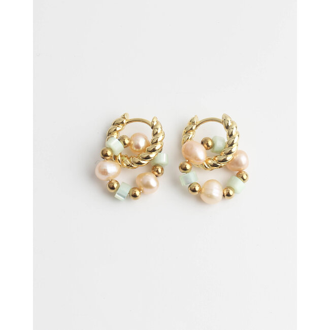 Gold Plated Sterling Silver Double Faux Pearl Drop Earrings - Lovisa