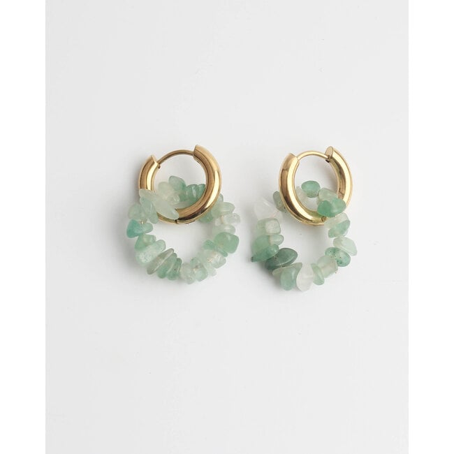 'Nomi' BOUCLES D'OREILLES OR Vert - Acier Inoxydable