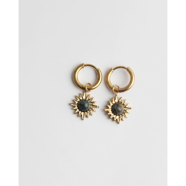 'LOUELLE' earrings GREEN GOLD - stainless steel