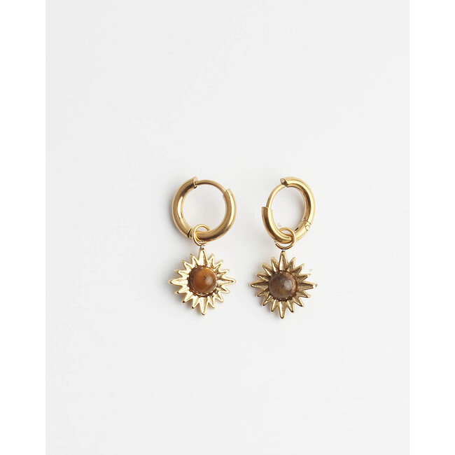 'LOUELLE' earrings BROWN GOLD - stainless steel