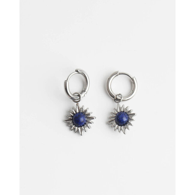 Boucles d'oreilles 'LOUELLE' BLEU ARGENT - acier inoxydable