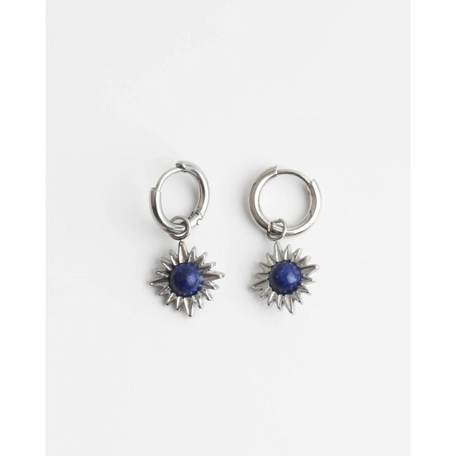 'LOUELLE' earrings BLUE SILVER - stainless steel