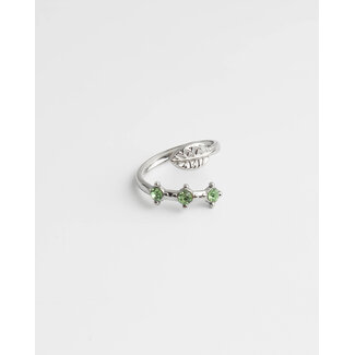 'Lena' RING SILVER GREEN - Stainless Steel