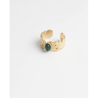 'Gabriella' RING GOLD SEA GREEN - Stainless Steel