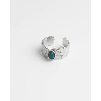 'Gabriella' RING SILVER SEA GREEN - Stainless Steel