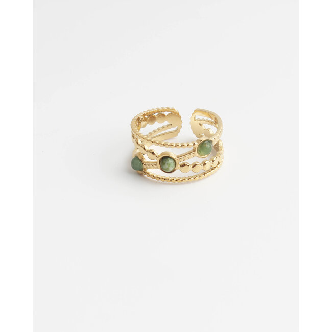 'Noelle' RING GOLD GREEN - Stainless Steel