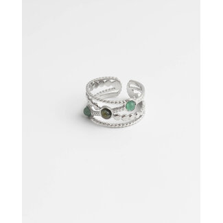 'Noelle' ANILLO PLATA VERDE - Acero Inoxidable