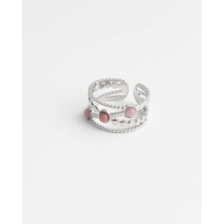 'Noelle' RING SILVER PINK - Stainless Steel