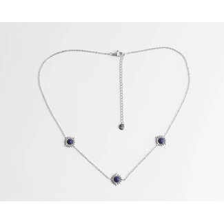 'Louelle' CADENA PLATA AZUL - acero inoxidable