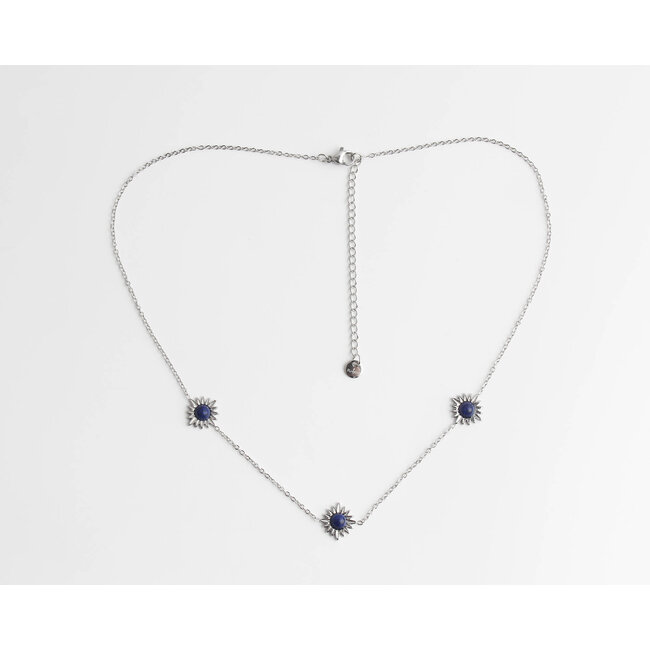 'Louelle' NECKLACE BLUE SILVER - stainless steel