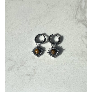 'LOUELLE' earrings BROWN SILVER - stainless steel