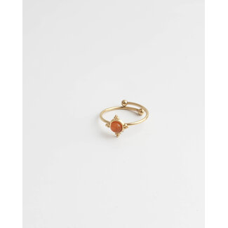 Minimalistic small orange  ring - stainless steel (verstelbaar)