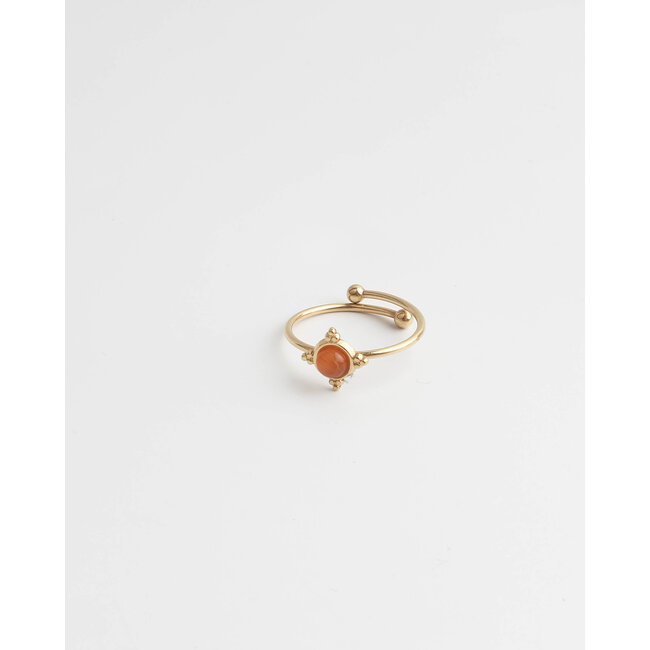 Minimalistic small orange stone ring - stainless steel (verstelbaar)