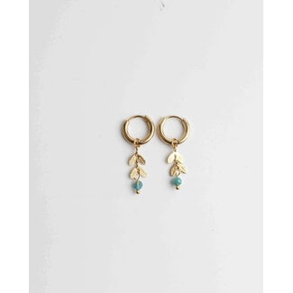 Boucles d'oreilles feuille de pierre BLUE - acier inoxydable