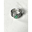 Bague 'Menthe' argent pierre naturelle verte - acier inoxydable (réglable)