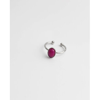 'Vive' RING SILVER  SUPER PINK - Stainless steel (adjustable)