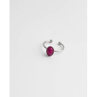 'Vive' RING SILVER SUPER PINK - Stainless steel (verstelbaar)