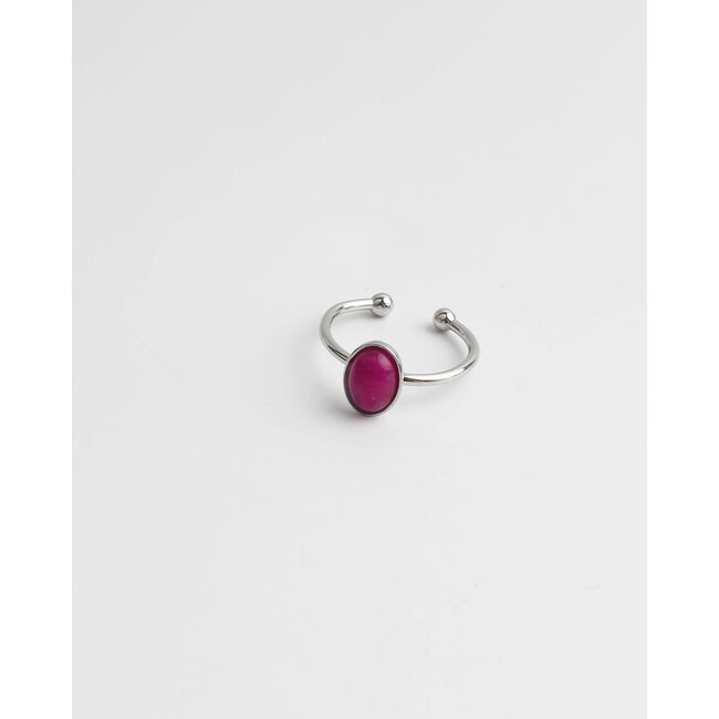 'Vive' ANILLO PLATA SUPER ROSA - Acero inoxidable (ajustable)