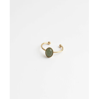 "Vive" RING GOLD GREEN - Stainless steel (verstelbaar)