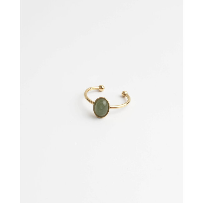 "Vive" RING GOLD GREEN - Stainless steel (adjustable)