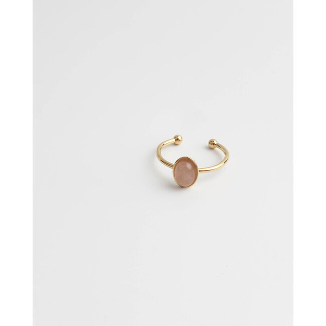 "Vive" RING GOLD ROSE QUARTZ - Stainless steel (adjustable)