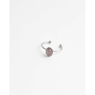 "Vive" ANILLO PLATA CUARZO ROSA - Acero inoxidable (ajustable)