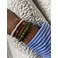 Bracelet 2 couches grosse pierre vert foncé - acier inoxydable