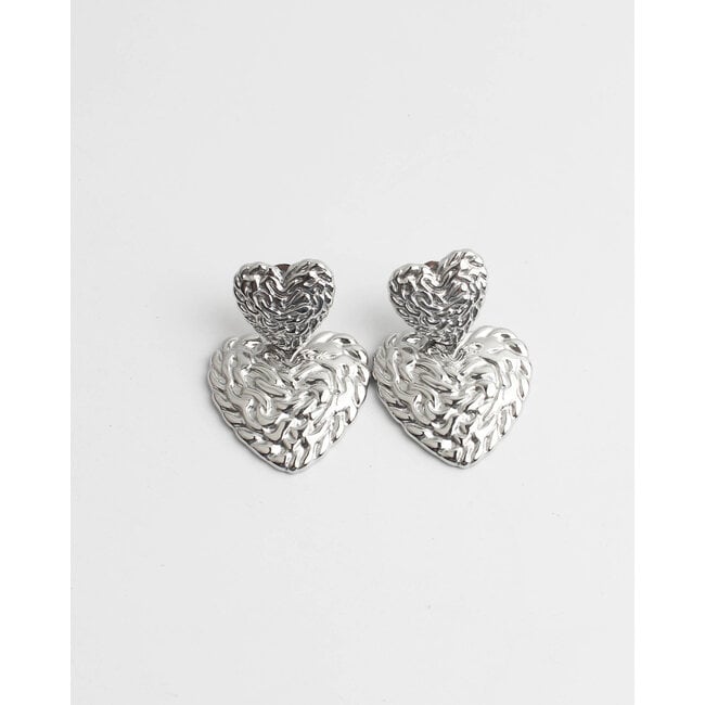 Boucles d'oreilles 'In the name of love' ARGENT - acier inoxydable