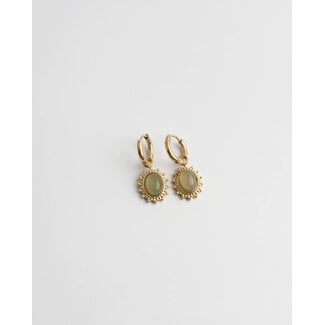 'Jolie' Light Green Natural Stone Earrings Gold - stainless steel