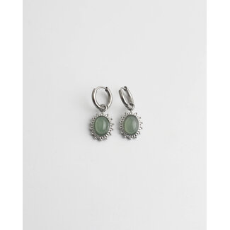 Boucles d'oreilles pierre naturelle verte clair 'Jolie' Argent - acier inoxydable