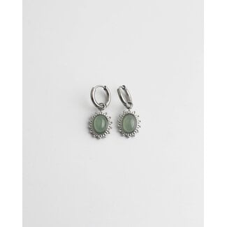 'Jolie' Light green Natural Stone Earrings Silver - stainless steel