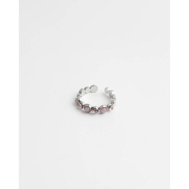 'Tiana' ring PINK SILVER - stainless steel (adjustable)