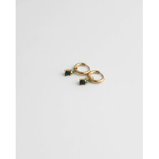 'Dominique' EARRING GOLD GREEN - Stainless Steel