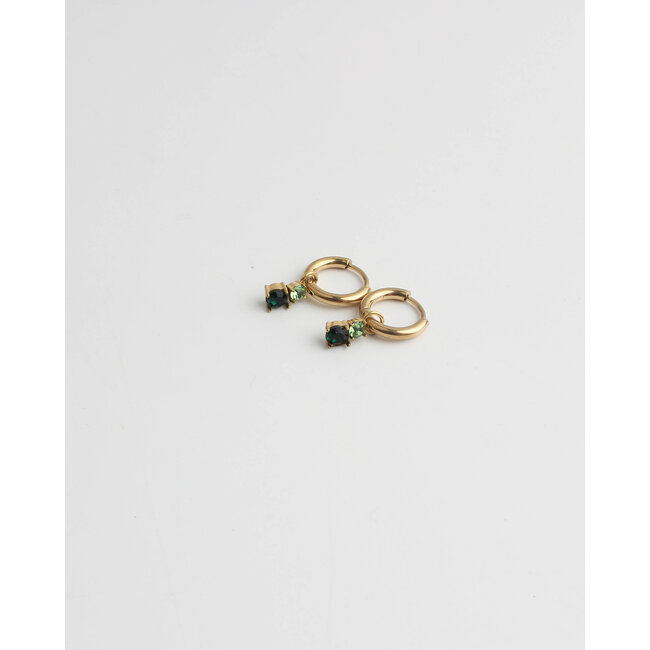 'Dominique' EARRING GOLD GREEN - Stainless Steel