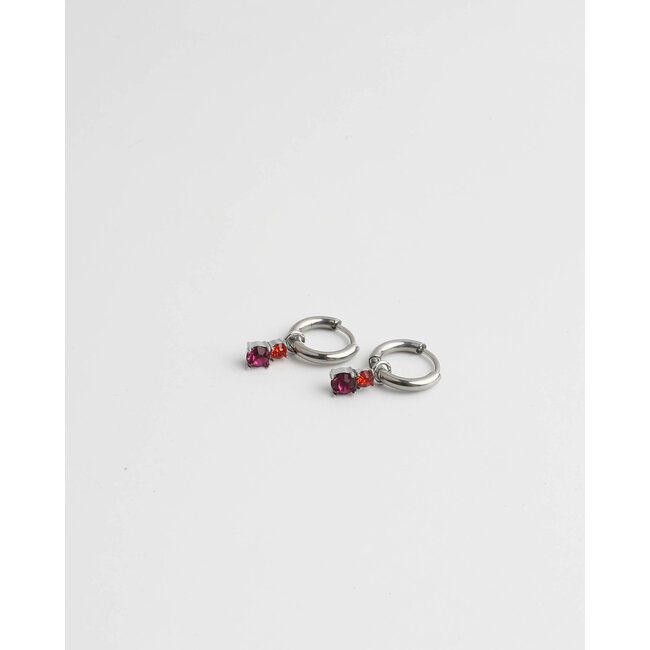 'Dominique' EARRING SILVER  PINK - Stainless Steel