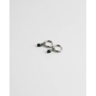 'Dominique' EARRING SILVER GREEN - Stainless Steel